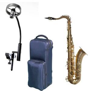 Virtuoso Series Professional Tenor Saxophone Deluxe w/AMT LS Studio Sax Microphone, Unlacquered