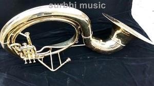 Big 25''Sousaphone Gold Brass Lacquer 3 Valve Sousaphone Case Box & Mouth Pc