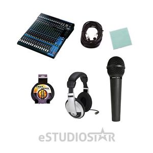 Yamaha MG20 20-Channel Mixer w Mic Headphone XLR-Inst Cables and Polishing Cloth