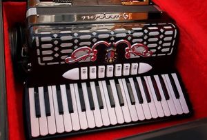 Akkordeon von Guerrini, 7 Diskantregister, 96 Basstasten etc.