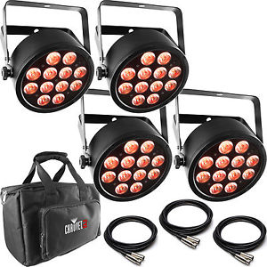 Chauvet DJ SlimPACK T12 USB - 4x SlimPAR Tri-Color RGB Pars with Cables & Bag