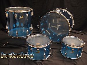VINTAGE 1975-76 LUDWIG VISTALITE BLUE SHELL PACK,  BLUE/OLIVE 22 12 13 16