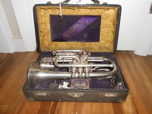 RARE Antique 1903 CONN CONQUEROR CONN-QUEROR CORNET BRASS INSTRUMENT in CASE