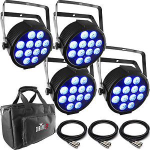 Chauvet DJ SlimPACK Q12 USB 4-Pack of SlimPAR Quad-Color RGBA Pars + Cables Bag