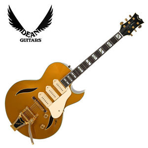 Dean Hollow Body Electric Guitar 3 Pickups P90 Pickup Bigsby Gold Single CutAway
