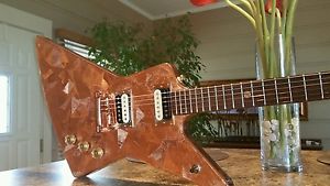 HANDMADE DAVE VOGELE COPPER TOP EXPLORER GUITAR.  GIBSON EXPLORER TRIBUTE