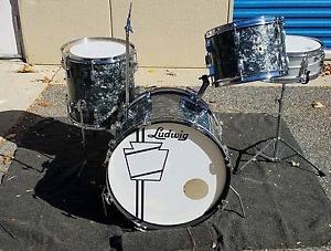 Vintage Ludwig 1968 Downbeat Drum Set Drums Black Diamond Pearl