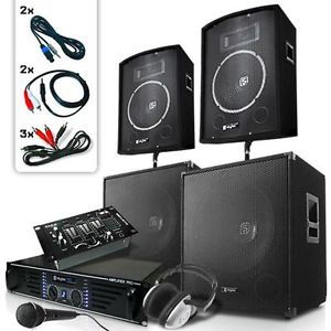 EQUIPO DJ 2X ALTAVOZ 200W 2X SUBWOOFER 600W AMPLIFICADOR 1500W MESA DE MEZCLAS