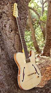 Imperial Guitars Platinum Blonde Flame Maple Hollow Tele for Jazz, Rock, Blues
