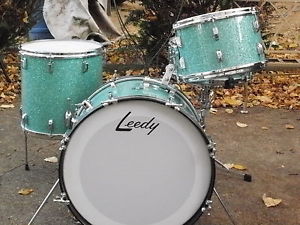 1958-60 Leedy 12, 14, 20 w/Shelley Manne snare, Aqua Glass Glitter re-cover