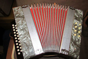 Vintage Antique Accordion Button Box 21 Button Bandoneon Working Instrument