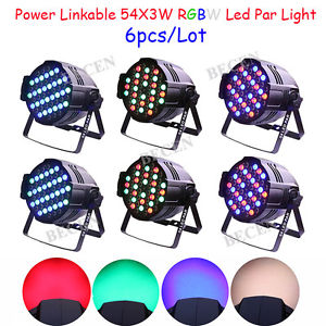 6pcs/lot 54x3w led par light RGBW Led stage lighting for dj with power linkable