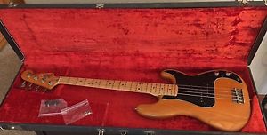 1975 Fender Precision Bass Guitar P with Original Hard Case Blond Natural