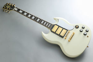 Free Shipping Used Burny RSG-70 '63 Model Snow White 1980s Electric Guitar