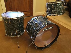 Vintage 70s Ludwig BDP Black Diamond Pearl Drum Set Super Classic 3 ply