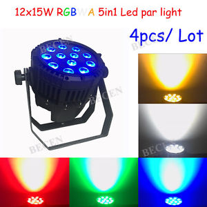 4pcs/ lot waterproof 12x15w  led par stage lighting RGBWA 5in1 par can 64 light