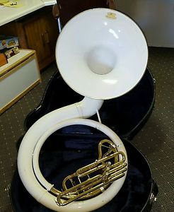 Beuscher sousaphone fiberglass and brass with case and 3 necks