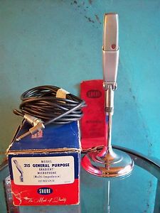 Vintage 1954 Shure Brothers 315 ribbon bi-directional microphone w accessories