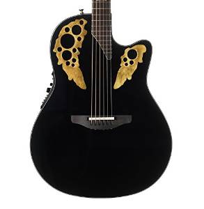 Ovation Limited Edition USA Custom 50th Anniversary Custom Elite Acoustic-Electric Guitar with Case, Black