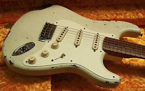 2016 Fender 1959 Stratocaster Heavy Relic Baked AAA Flamed Neck Olympic White