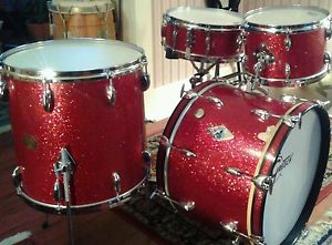 Vintage Gretsch Drum Set Red Sparkle