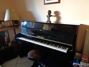 ALEXANDER HERRMANN BLACK PIANO WITH LEATHER STOOL