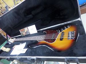 fender 5 string deluxe jazz bass with active pickups ,case and extras   mim