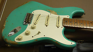 2016 Fender 1959 Stratocaster Heavy Relic Baked AAA Flamed Neck Seafoam Green