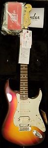 NEW Fender American Deluxe Stratocaster Plus Mystic Sunburst HSS Electric Guitar