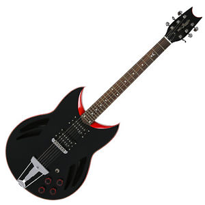 MacLaurin Electric Guitar Black Red Unique Design HH Tesla Humbucker 24F 24Fret