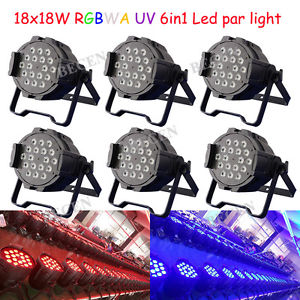 6pcs 18X18W RGBWA UV 6IN1 LED PAR 64 stage lighting par can light