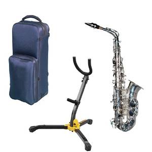 Virtuoso Series Professional Silver Plated Alto Saxophone Deluxe w/Hercules Sax Stand with Bag