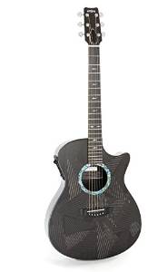 RainSong Guitars Black Ice Series BI-OM1000N2 Acoustic-Electric Guitar, Clear Carbon