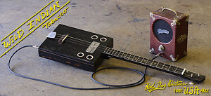 3 String Cigar Box Guitar Red Dog ~The 1880's Wild Indian Bottleneck dobro slide