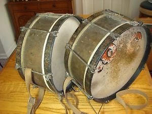 Antique Pair Military Snare Drums Lyon & Healy Chicago USA Post Civil War 1890s