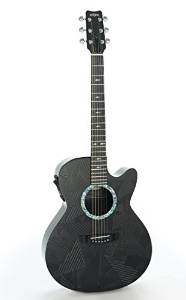 RainSong Guitars Black Ice Series BI-WS1000N2 Acoustic-Electric Guitar, Natural carbon