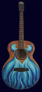 Blueberry Handmade Dreadnought Guitar "La Femme" Hand Painted by Valeriya Khomar
