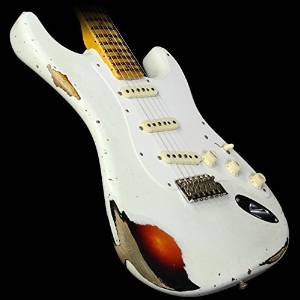 Fender Custom Shop Limited Edition Heavy Relic Mischief Maker Maple Fingerboard Electric Guitar Olympic White over 3-Color Sunburst