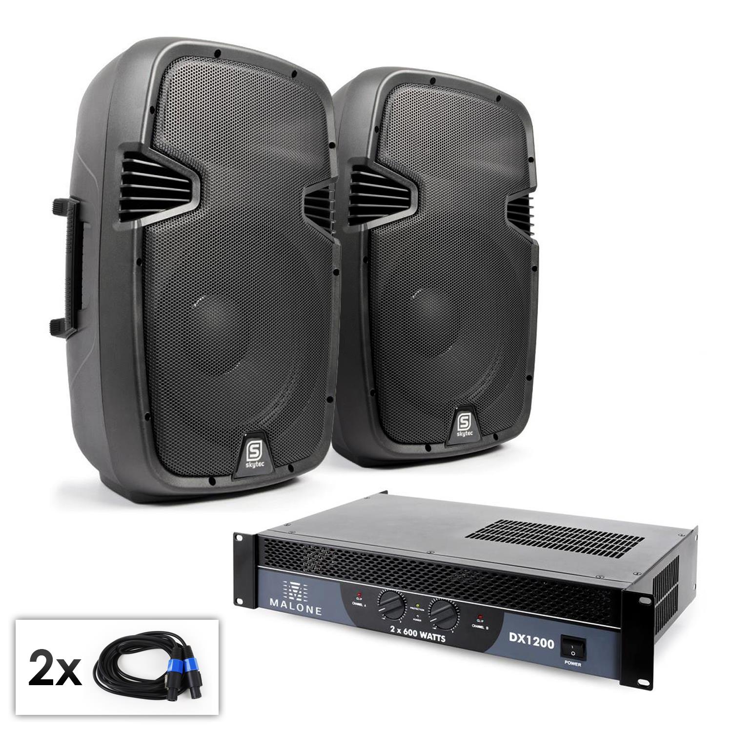 PROFI STUDIO MUSIK PA ANLAGE DJ SOUND SET PAAR 12" LAUSTRPECHER 1200W ENDSTUFE