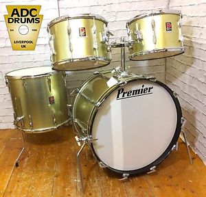 Vintage 1980s Premier Resonator Drum Kit 13/14/16/22  in Gold Wrap