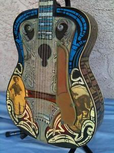 Gosh! 'Wichita' carved, cowboy guitar, resonator sound, for your parlor!