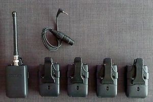 Comtek M-216 Wireless Transmitter, 4X PR-216 Beltpack Receivers, and CB-36 cable
