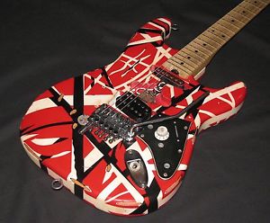 EVH Striped Series Red Black White Guitar Frankenstrat Modified & Reliced w/Case