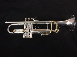Bach Stradivarius "Model 37" Silver Plated Trumpet w/Gold Plated Slides, mouthpc