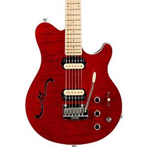 Ernie Ball Music Man Axis Super Sport HH Hollowbody Electric Guitar with Tremolo/Piezo Bridge Transparent Red
