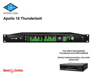 Universal Audio Apollo 16 Thunderbolt Black Audio Interface with FREE SATELLITE