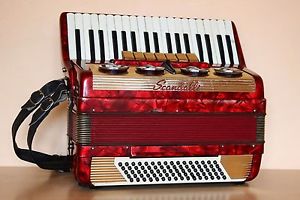 Scandalli Vintage LMM Accordion 80 bass Akkordeon Fisarmonica Red Brevetto +Case