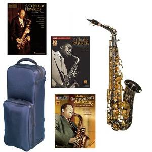 Virtuoso Series Professional Black Nickel Alto Saxophone Deluxe w/3 Pack of Legends books: Best of Charlie Parker, Julian "Cannonball" Adderley & Coleman Hawkins Collection