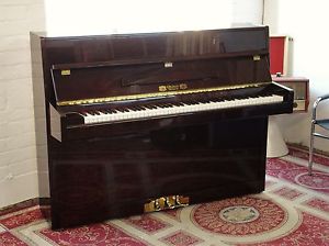Gebr. Perzina Modern Upright Piano in Polished Mahogany.