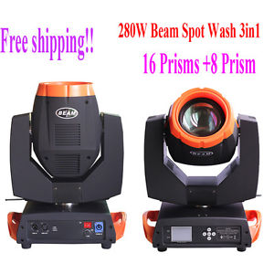 2pcs 280w 10R wash beam spot 3in1 sharp beam moving head stage lighting 24 Prism
